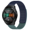 For Huawei Watch GT 2E 22mm Holes Breathable 3D Dots Silicone Watch Band(Midnight Blue+Olive Green)