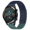 For Huawei GT2 46mm 22mm Holes Breathable 3D Dots Silicone Watch Band(Midnight Blue+Olive Green)