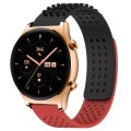 For Honor Watch GS 3 22mm Holes Breathable 3D Dots Silicone Watch Band(Black+Red)