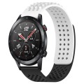 For Honor Watch GS 3i 22mm Holes Breathable 3D Dots Silicone Watch Band(White+Black)
