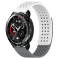 For Honor Watch GS Pro 22mm Holes Breathable 3D Dots Silicone Watch Band(White+Grey)