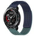 For Honor Watch GS Pro 22mm Holes Breathable 3D Dots Silicone Watch Band(Midnight Blue+Olive Green)