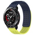 For Honor Watch GS Pro 22mm Holes Breathable 3D Dots Silicone Watch Band(Midnight Blue+Lime Green)