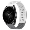 For Xiaomi Watch S2 42mm 22mm Holes Breathable 3D Dots Silicone Watch Band(White+Grey)