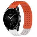 For Xiaomi Watch S2 42mm 22mm Holes Breathable 3D Dots Silicone Watch Band(Orange+White)