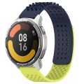 For Xiaomi MI Watch Color 2 22mm Holes Breathable 3D Dots Silicone Watch Band(Midnight Blue+Lime Gre