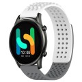 For Xiaomi Haylou RT2 LS10 22mm Holes Breathable 3D Dots Silicone Watch Band(White+Grey)