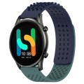 For Xiaomi Haylou RT2 LS10 22mm Holes Breathable 3D Dots Silicone Watch Band(Midnight Blue+Olive Gre