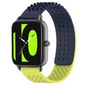 For Xiaomi Haylou RS4 LS12 22mm Holes Breathable 3D Dots Silicone Watch Band(Midnight Blue+Lime Gree