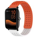 For Xiaomi Haylou GST LS09B 22mm Holes Breathable 3D Dots Silicone Watch Band(Orange+White)