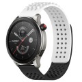 For Amazfit GTR 4 22mm Holes Breathable 3D Dots Silicone Watch Band(White+Black)