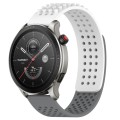 For Amazfit GTR 4 22mm Holes Breathable 3D Dots Silicone Watch Band(White+Grey)