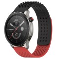 For Amazfit GTR 4 22mm Holes Breathable 3D Dots Silicone Watch Band(Black+Red)