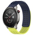 For Amazfit GTR 4 22mm Holes Breathable 3D Dots Silicone Watch Band(Midnight Blue+ Lime Green)