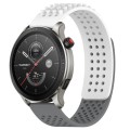 For Amazfit GTR 4 Pro 22mm Holes Breathable 3D Dots Silicone Watch Band(White+Grey)