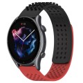 For Amazfit GTR 3 Pro 22mm Holes Breathable 3D Dots Silicone Watch Band(Black+Red)