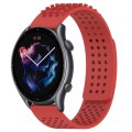 For Amazfit GTR 3 Pro 22mm Holes Breathable 3D Dots Silicone Watch Band(Red)