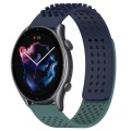 For Amazfit GTR 3 Pro 22mm Holes Breathable 3D Dots Silicone Watch Band(Midnight Blue+ Olive Green)