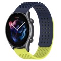 For Amazfit GTR 3 Pro 22mm Holes Breathable 3D Dots Silicone Watch Band(Midnight Blue+ Lime Green)