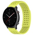 For Amazfit GTR 2e 22mm Holes Breathable 3D Dots Silicone Watch Band(Lime Green)
