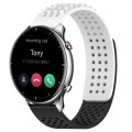 For Amazfit GTR 2 22mm Holes Breathable 3D Dots Silicone Watch Band(White+Black)