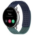 For Amazfit GTR 2 22mm Holes Breathable 3D Dots Silicone Watch Band(Midnight Blue+ Olive Green)