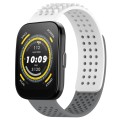 For Amazfit Bip 5 22mm Holes Breathable 3D Dots Silicone Watch Band(White+Grey)