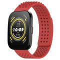 For Amazfit Bip 5 22mm Holes Breathable 3D Dots Silicone Watch Band(Red)