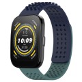 For Amazfit Bip 5 22mm Holes Breathable 3D Dots Silicone Watch Band(Midnight Blue+ Olive Green)
