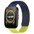 For Amazfit Bip 5 22mm Holes Breathable 3D Dots Silicone Watch Band(Midnight Blue+ Lime Green)