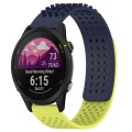 For Garmin Forerunner 255 22mm Holes Breathable 3D Dots Silicone Watch Band(Midnight Blue+Lime Green