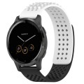 For Garmin Vivoactive 4 22mm Holes Breathable 3D Dots Silicone Watch Band(White+Black)