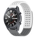 For Samsung Galaxy Watch3 45mm 22mm Holes Breathable 3D Dots Silicone Watch Band(White+Grey)