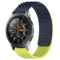 For Samsung Galaxy Watch 46mm 22mm Holes Breathable 3D Dots Silicone Watch Band(Midnight Blue+Lime G