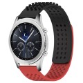 For Samsung Gear S3 Classic 22mm Holes Breathable 3D Dots Silicone Watch Band(Black+Red)