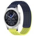 For Samsung Gear S3 Classic 22mm Holes Breathable 3D Dots Silicone Watch Band(Midnight Blue+Lime Gre