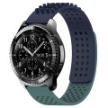 For Samsung Gear S3 Frontier 22mm Holes Breathable 3D Dots Silicone Watch Band(Midnight Blue+Olive G