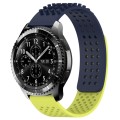 For Samsung Gear S3 Frontier 22mm Holes Breathable 3D Dots Silicone Watch Band(Midnight Blue+Lime Gr