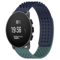 For SUUNTO 9 Peak Pro 22mm Holes Breathable 3D Dots Silicone Watch Band(Midnight Blue+Olive Green)
