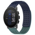 For  SUUNTO 9 Peak 22mm Holes Breathable 3D Dots Silicone Watch Band(Midnight Blue+Olive Green)