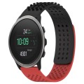 For SUUNTO 5 Peak 22mm Holes Breathable 3D Dots Silicone Watch Band(Black+Red)