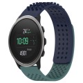 For SUUNTO 5 Peak 22mm Holes Breathable 3D Dots Silicone Watch Band(Midnight Blue+Olive Green)
