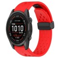 For Garmin Epix Pro 42mm 20mm Folding Buckle Hole Silicone Watch Band(Red)