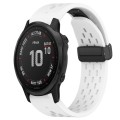 For Garmin Fenix 6S 20mm Folding Buckle Hole Silicone Watch Band(White)