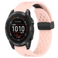 For Garmin Epix Pro 47mm 22mm Folding Buckle Hole Silicone Watch Band(Pink)