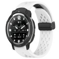 For Garmin Instinct Crossover 22mm Folding Buckle Hole Silicone Watch Band(White)