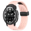 For Garmin Instinct Crossover 22mm Folding Buckle Hole Silicone Watch Band(Pink)