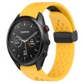 For Garmin Approach S62 22mm Folding Buckle Hole Silicone Watch Band(Yellow)