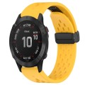 For Garmin Fenix 6 GPS 22mm Folding Buckle Hole Silicone Watch Band(Yellow)