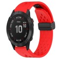 For Garmin Fenix 6 Pro GPS 22mm Folding Buckle Hole Silicone Watch Band(Red)